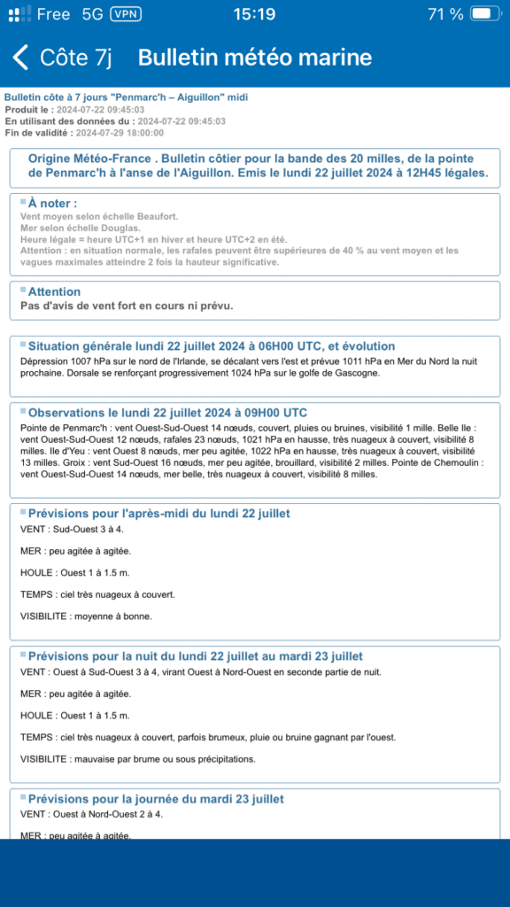 Prévision météo-marine de Météo-France